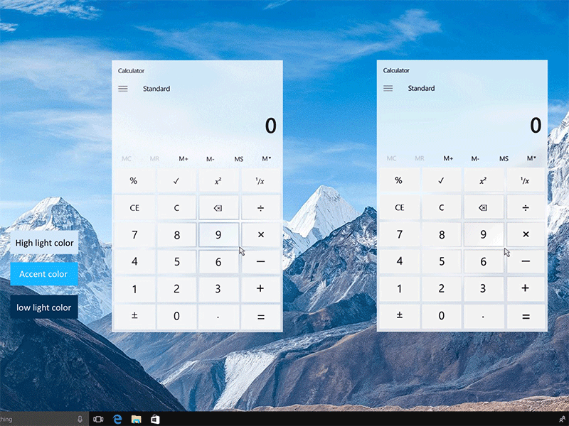 Windows Design Language-Fluent design-Calculator-light mode motion