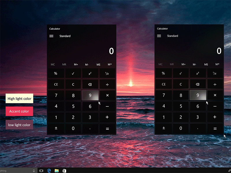 Windows Design Language-Fluent design-Calculator-dark mode uiux
