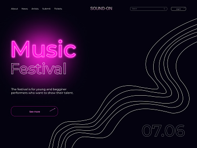 Homepage for a music festival album celebration concert design festival glow homepage landing page music music festival musician neon party player ui uiux ux web design website