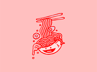 Ramen bowl egg face food food dude illustration noodles ramen shrimp smile