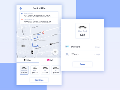 Book a Ride android booking cab book ios location payment select seat