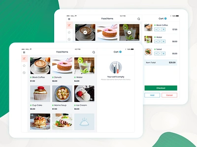 iPad - POS Food App cart checkout design food food app home page ipad minimal app mobile app null screen order pos typography user interface design