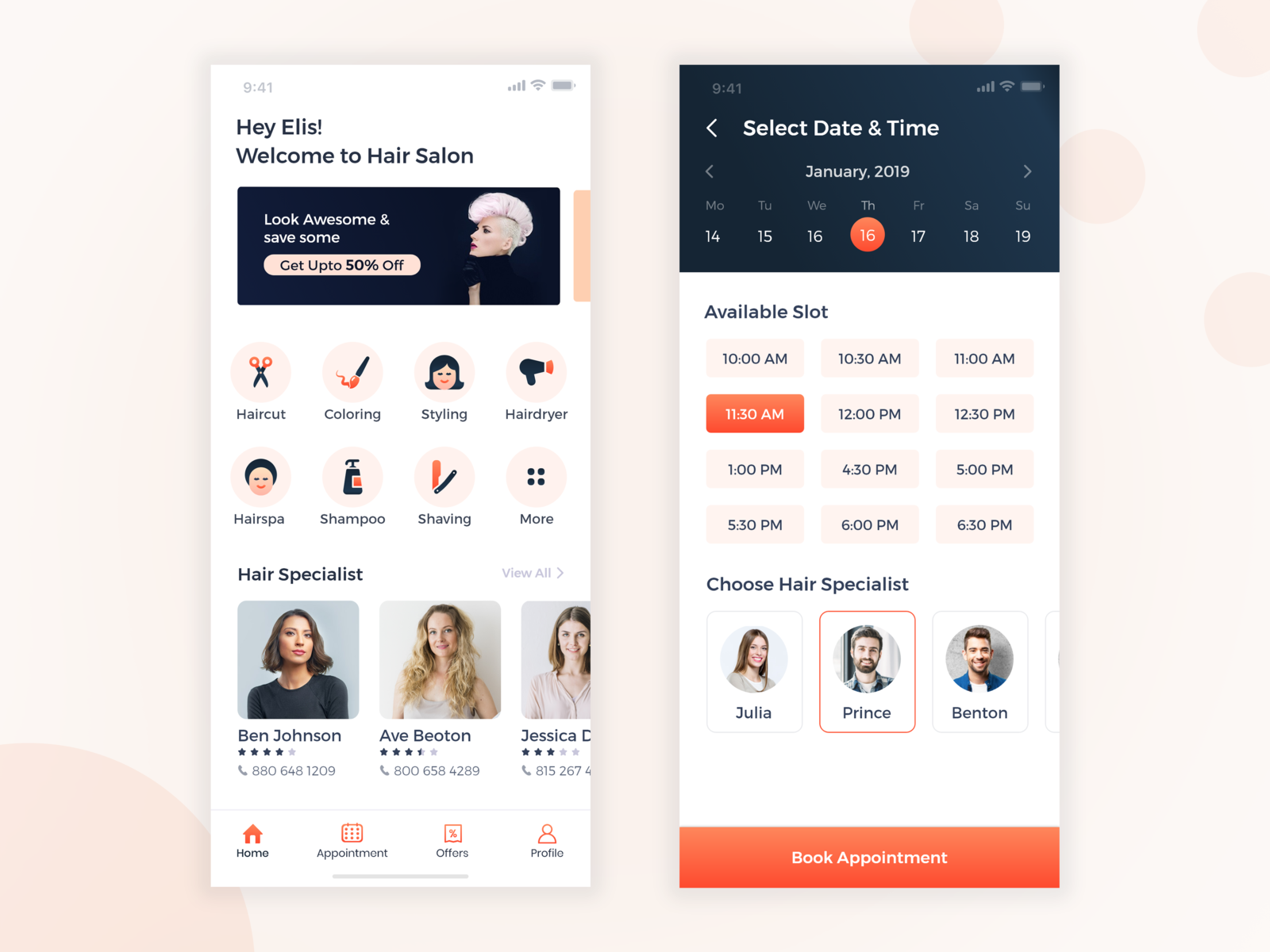 Hair Salon Mobile Application by Kavita Khati on Dribbble