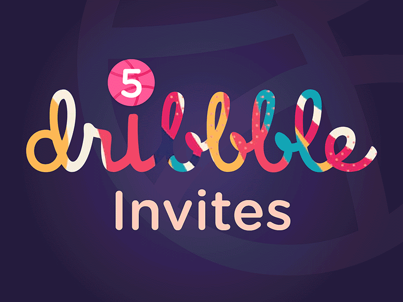 5 Dribbble Invites animation dark theme dribbble ball dribbble best shot dribbble invite five invites hello dribbble invitation invite logo pattern thanks typography ui ux