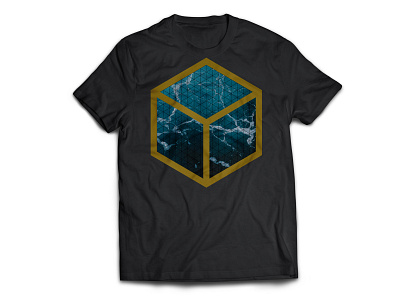 Geometric T-shirt abstract art craft fashion geometric gold hexagon ink isometric print screen t shirt texture water