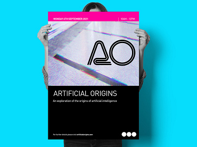 Artificial Origins ai art backgrounds digital effects exploration glitch poster promotion resources science screen