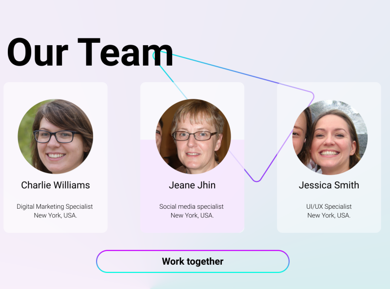 Team Section UI/UX by Isabelle Oliveira on Dribbble