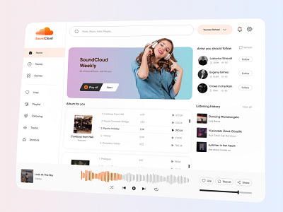 SoundCloud (Music Player) Redesign concept musicplayer redesign soundcloud ui