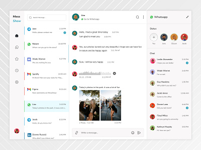 MessShow dashboard message messenger ui user interface whatsapp