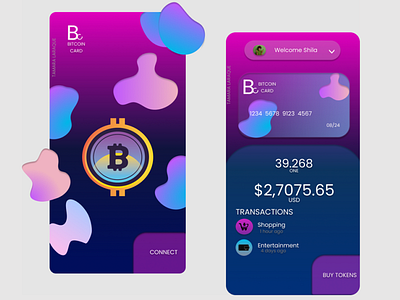 Bitcoin card/crypto app banking bitcoin branding credit card crypto design fintech graphic design illustration logo mobile app mobile app design ui ux vector webdesign