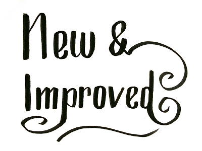 New & Improved calligraphy font hand lettering wording