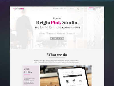 Bright Pink Homepage illustration illustrator photoshop typography web design