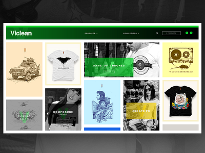 Redesign Concept for Viclean T-Shirt Store e commerce interface shop t shirt website