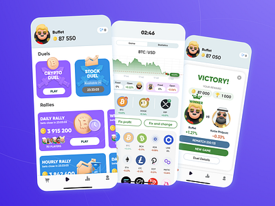 Investing mobile game UI/UX app crypto game mobile ui