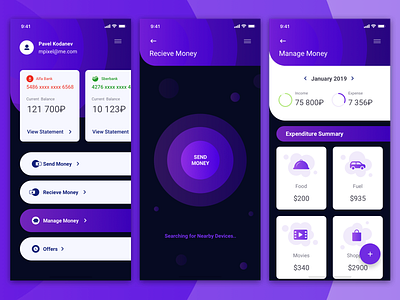 Card2card money transfer and holder app app concept money transfer