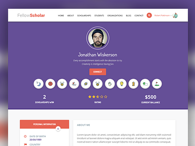 FellowScholar - Profile View my profile user profile ux web design