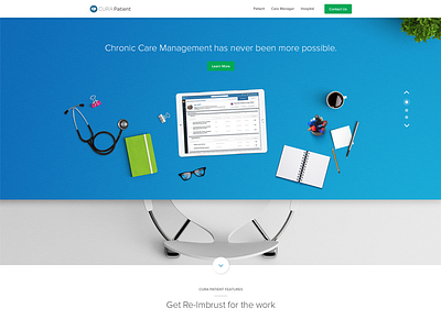 Cura Patient Landing Page landing pagem web design medical software