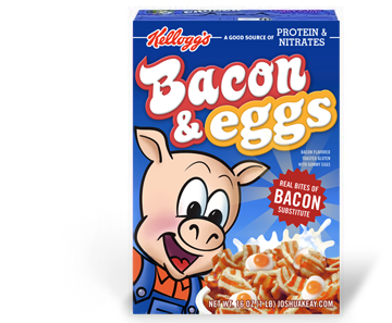 Bacon & Eggs breakfast cereal cartoons experimental food fun packaging typography