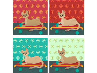 Set of multicolor cartoon cat adobe illustrator animal art cartoon cat character funny green illustration kitten meow pet red set vector