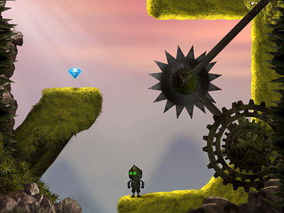 iOS Game Concept Makibot Evolve app art design forest game gaming gem ios iphone landscape spikes
