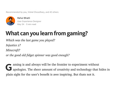 What can you learn from Gaming? - Medium article gamification gaming medium ui ux ux techniques