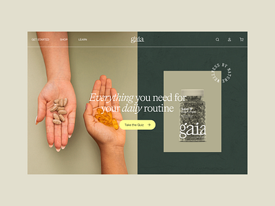 Ecommerce Hero branding ecom ecommerce gaia hero homepage store supplements type typography ui ui design ux ux design uxui visual design vitamin web web design website