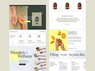 Vitamin Ecommerce Homepage branding ecom ecommerce gaia homepage landing page store supplement type typography ui ui design ux ux design uxui visual design vitamin web web design website