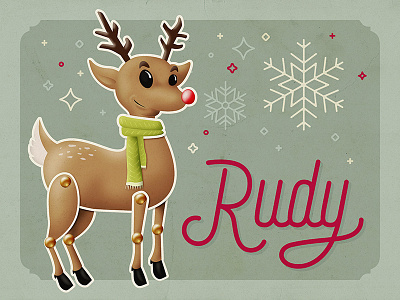 Rudy character christmas design hand lettering holidays illustration lettering reindeer