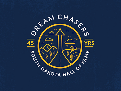 South Dakota Hall of Fame badge black hills clouds dream farm highway illustration landscape mark road south dakota