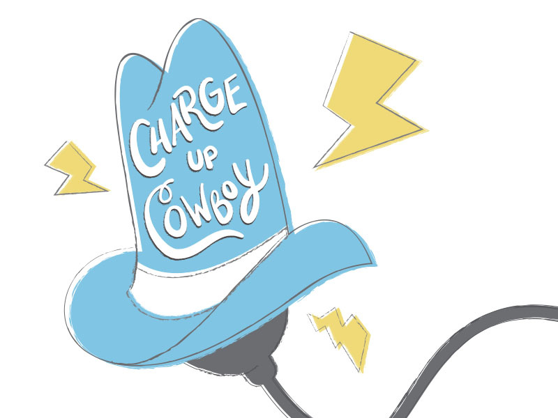 Charge Up Cowboy concept color lettering type vector charge cowboy illustration