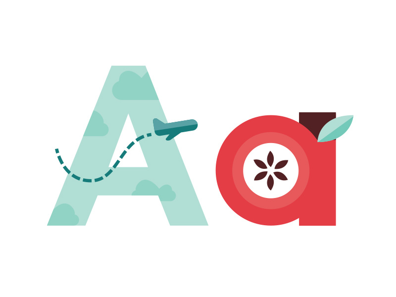 A is for... letterforms illustration illustrate apple airplane a