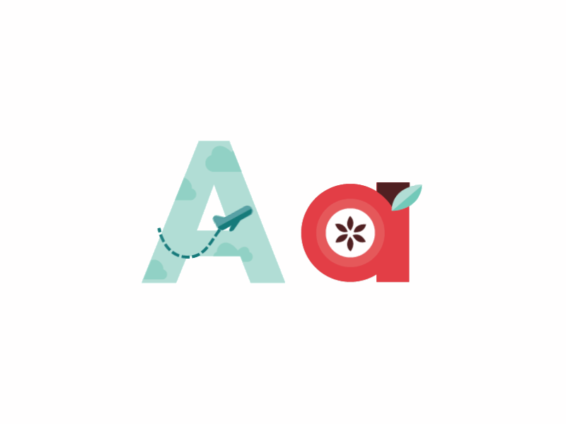 A is for... motion effects after animated animate animation letterforms illustration illustrate apple airplane a
