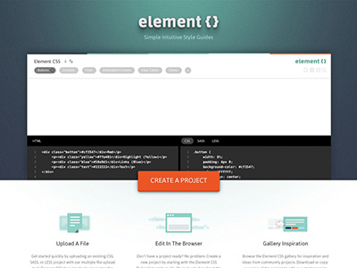 ElementCSS Home Page application css developer tool element elementcss home home page layout rails rumble web design