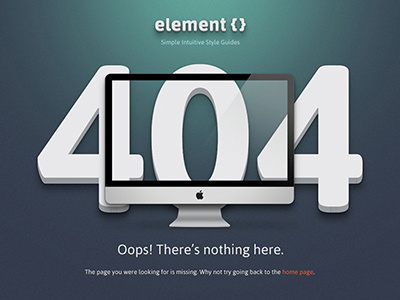 ElementCSS 404 Page 404 error single page web page