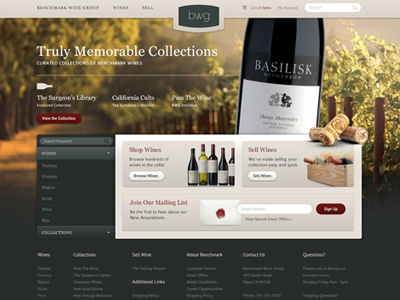 Benchmark Concept 2 e commerce layers layout vineyard warm wine