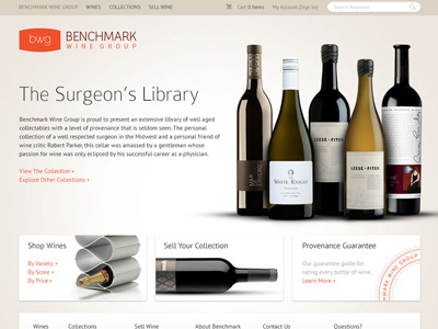 Benchmark Concept 3 clean e commerce layout neutral simple warm wine