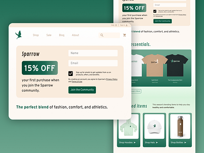 Sparrow Online Clothing Store Landing Page Design
