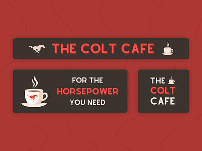 Colt Cafe brand kiosk panels vinyl wrapping design black branding cafe coffee colt graphic design illustration kiosk red vinyl white