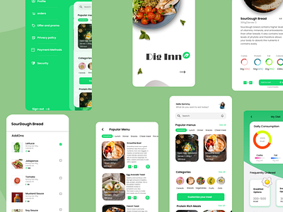 DIG INN - Healthy Food App Concept app design food ux app graphic design healthy healthy food typography ui