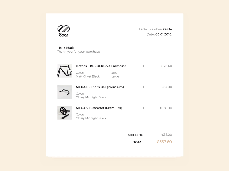 Daily UI Day 17 Email Receipt