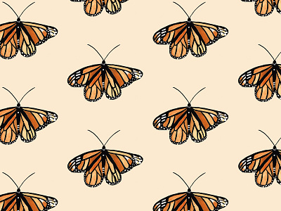 Butterflies on butterflies butterfly monarch nature pattern tan watercolor
