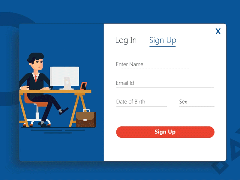 Login after effects animation blue business corporate interaction login signup ui ux