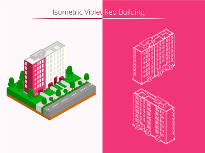 Isometric Violet Red Building