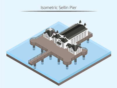 Isometric Sellin Pier building design flat graphic graphic design illustration isometric isometric design vector