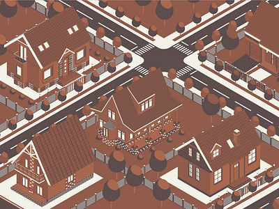 Isometric Combo Vintage Houses Map