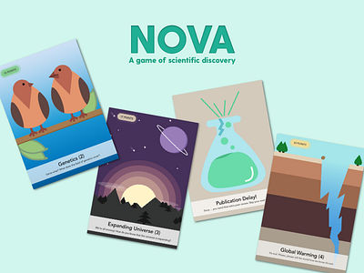 NOVA -- a game of scientific discovery beaker birds cliff educational game design illustration science solar system