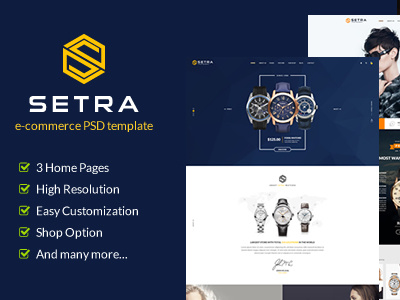 Setra - PSD Template clothes clothing ecommerce elegant fashion online shop photoshop retail shop shopping store watch