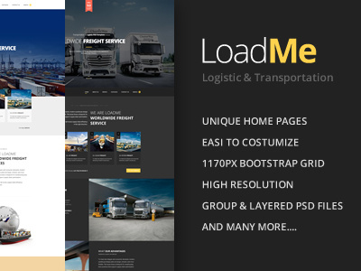 LoadMe - Logistic & Transportation Template cargo clean freight industry logistics modern shipment transport transportation truck trucking