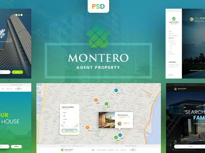 Montero - Real Estate PSD Template black business clean style corporate green modern design photoshop property psd real estate unique white