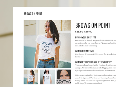 Brows on Point ecommerce minimal product shirt t-shirt web web design webdesign website white woocommerce